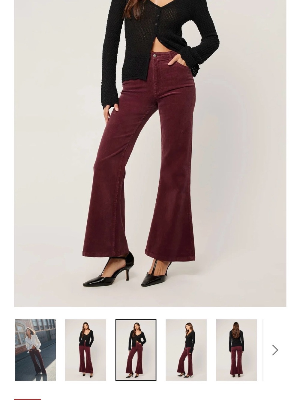Rolla’s NWT Oxblood Eastcoast Flare Baby Corduroy Pants High Rise 25